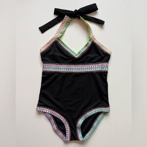 PQ Swim / Platinum Swim Girls Rainbow Embroidered One-Piece Swimsuit - Size 12